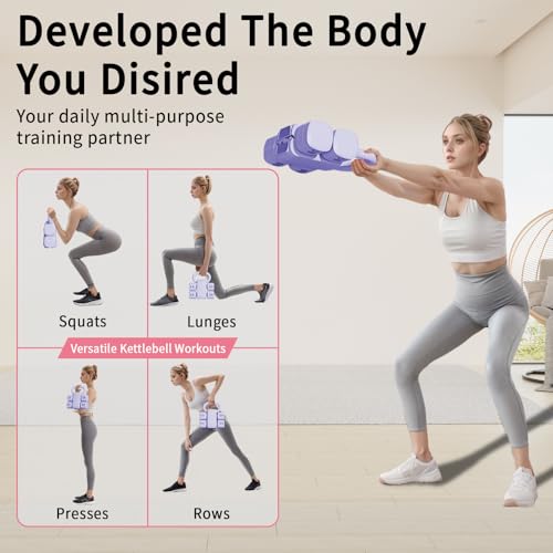 Adjustable Kettlebell Set, 4-in-1 Free Weight Kettlebell sets (5.5lbs 7.7lbs 9.9lbs 12.1lbs) for women, Hand Weight Dumbbell Set of 2 for Home Gym Fitness Training