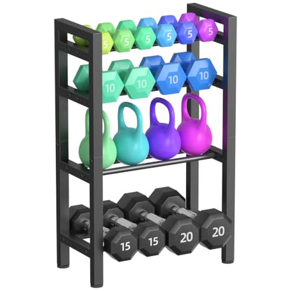 Dumbbell Rack, 4-Tier Weight Rack, Weight Rack for Home Gym, Adjustable Kettlebell Storage Rack, Heavy-Duty Weight Holder, Dumbbell Stand Organizer (Rack Only)