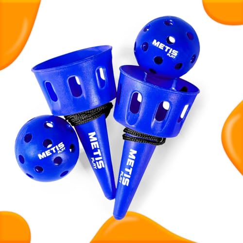 METIS Play Cup and Ball Game [1 or 4 Pcs] – Develop Hand Eye Coordination | 4 Vibrant Color Options – Ideal for All Ages (Blue, Pack of 1) - color: Blue, size: Pack of 1