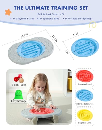 2-in-1 Kids Balance Board Maze, Wobble Board for Kids & Toddlers