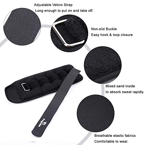 Ankle Weights for Women, Men and Kids - 1/2/3/4/6/8/10/12/15/20 LBS 1 Pair Strength Training Wrist/Leg/Arm Weight with Adjustable Strap for Jogging, Gymnastics, Aerobics, Home Fitness, Physical Therapy - style: 12Lbs Pair (6lb x 2) - Black