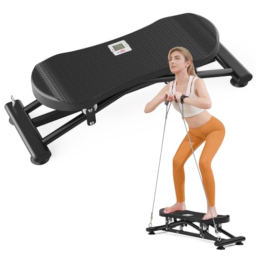 Balance Board for Adults, Rocking Stepper with Resistance Bands, Portable Wobble Board Featuring LCD Monitor, 300 lbs Capacity Ski Balance Trainer for Full Body Workout at Home Gym