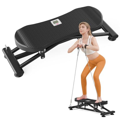 Balance Board for Adults, Rocking Stepper with Resistance Bands, Portable Wobble Board Featuring LCD Monitor, 300 lbs Capacity Ski Balance Trainer for Full Body Workout at Home Gym