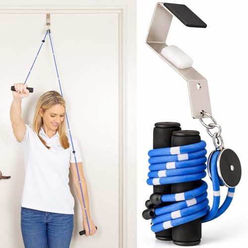 Vive Shoulder Pulley for Physical Therapy - Rotator Cuff Pain Pulley System - Over Door Rehab Exerciser - with Durable Metal Pulley & Comfortable Padded Handles - size: Metal Door Anchor