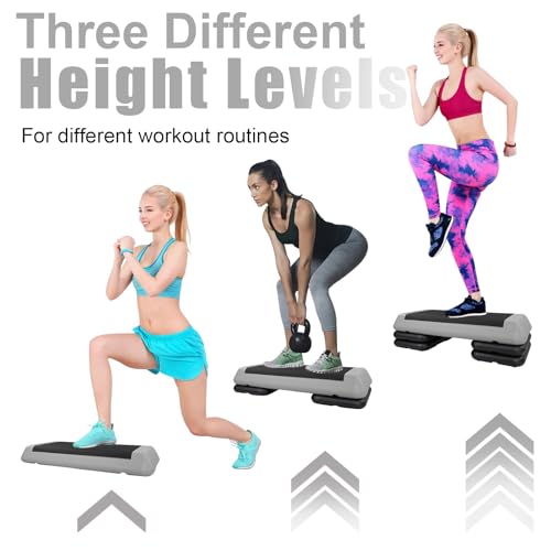 Adjustable Aerobic Stepper Workout Step with 4 Risers Fitness & Exercise Platform Trainer