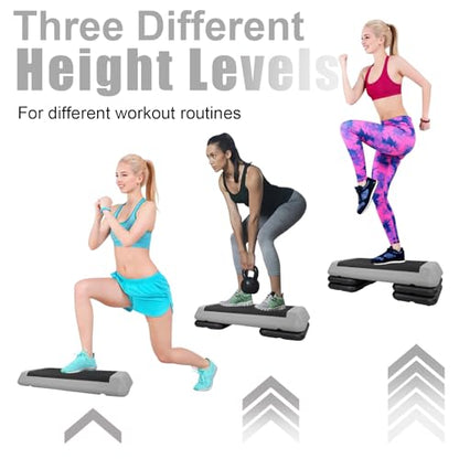Adjustable Aerobic Stepper Workout Step with 4 Risers Fitness & Exercise Platform Trainer