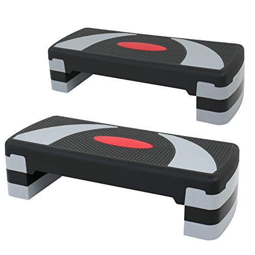 30'' Adjustable Workout Aerobic Stepper Fitness Step Platform 4" - 6" - 8" Exercise Aerobic Platform Stepper w/Risers for Home Gym … (Set of 2)