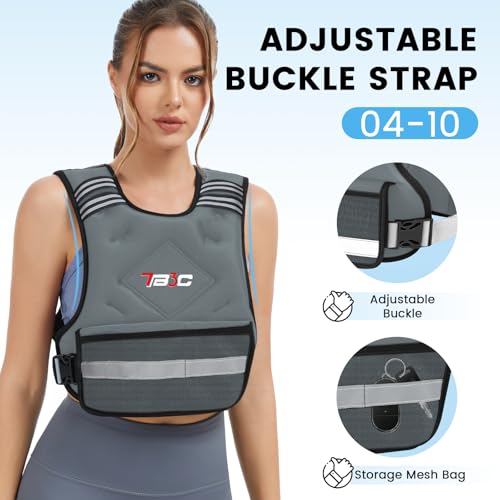 TB3C Adjustable Weighted Vest Woman, 4-10/11-20/20-30 LB Weight Vest for Women, Plus Size Womens Weighted Vest - color: Grey, size: 04-10LB