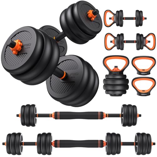 FEIERDUN DS2 Adjustable Dumbbells, 20/30/40/45/70/90lbs Free Weight Set with Connector, 5 in1 Dumbbells Set Used as Barbell, Kettlebells, Push up Stand, Weight Plate, Fitness Exercises for Home Gym Suitable Men/Women - style: A.20LB(10LB Pair)