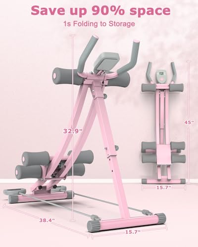 Ab Machine, Ab Workout Equipment, Adjustable Ab Trainer Machine for Abs Workout at Home Gym, Foldable, Knee Protection, Abdominal Trainer for Stomach Workout