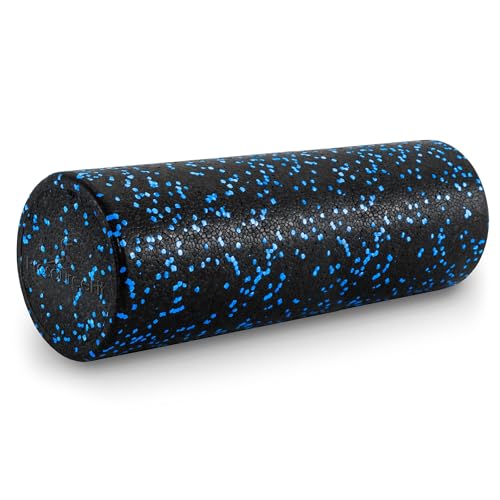 ProsourceFit High Density Foam Rollers 18 - inches long, Firm Full Body Athletic Massage Tool for Back Stretching, Yoga, Pilates, Post Workout Muscle Recuperation, Black/Blue - color: Black/Blue, size: 18"H x 6"D