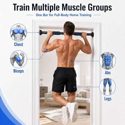 Pull Up Bar for Doorway, Adjustable Door Frame Pull Up Bar with 330 lbs Capacity, No Screw Chin Up Bar for Home Gym Strength Training, Fits 25"–39" Door Frames and Walls