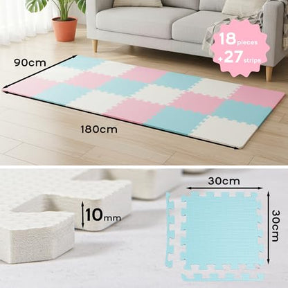 Interlocking Foam Floor Tiles 18-Pack Set, Thick EVA Exercise Foam Mats 12"x12", Non-Slip Gym Yoga Mat Waterproof Puzzle Tiles, Non-Toxic Floor Padding for Home Playroom Kids Room, Noise Absorbing Floor Protection