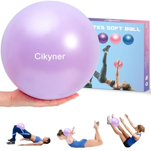 Cikyner Soft Pilates Ball, Small Exercise Ball 9 Inch Mini Gym Ball with Inflatable Straw, Suitable for Pilates, Yoga, Full Body Training, Physical Therapy and Balance improving at Home
