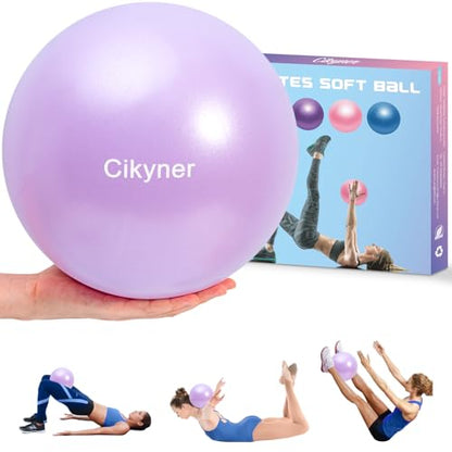 Cikyner Soft Pilates Ball, Small Exercise Ball 9 Inch Mini Gym Ball with Inflatable Straw, Suitable for Pilates, Yoga, Full Body Training, Physical Therapy and Balance improving at Home