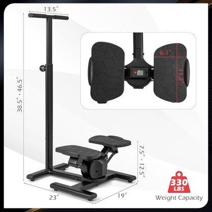 Goplus 2 in 1 Twist Stepper with Handlebar, 330 LBS Hydraulic Stair Stepper w/Waist Twister Platform, LCD Monitor, 5-Level Height Adjustable, High Resistant Step Machine for Cardio Exercise at Home