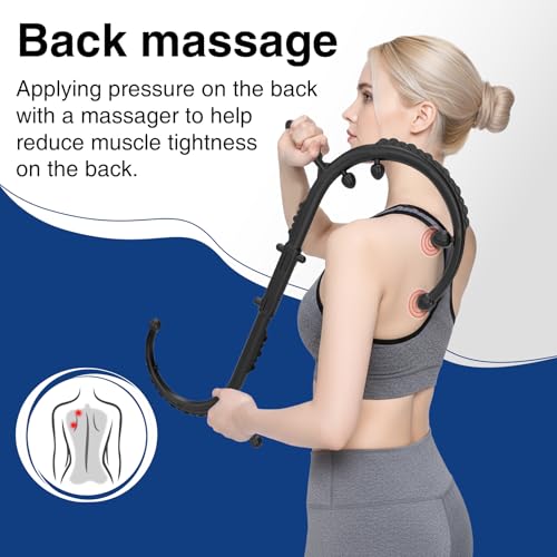 Massage Stick,Handheld Trigger Point Back and Neck Massager Cane, Deep Tissue Self Massage Tool for Muscle Knots and Myofascial Release,for Pain Relief and Muscle Recovery,Black - color: Black