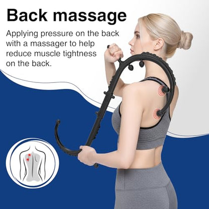 Massage Stick,Handheld Trigger Point Back and Neck Massager Cane, Deep Tissue Self Massage Tool for Muscle Knots and Myofascial Release,for Pain Relief and Muscle Recovery,Black - color: Black