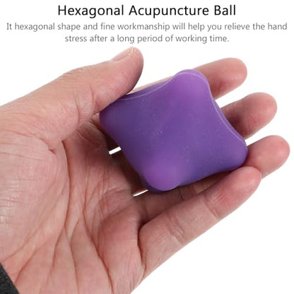 HEALLILY Hand Massage Ball 2.36 Inch Hexagonal Acupuncture Grip Balls for Hand Therapy Palm Massager Finger Exercise Tool for Muscle Movement and Relaxation 2 Pack