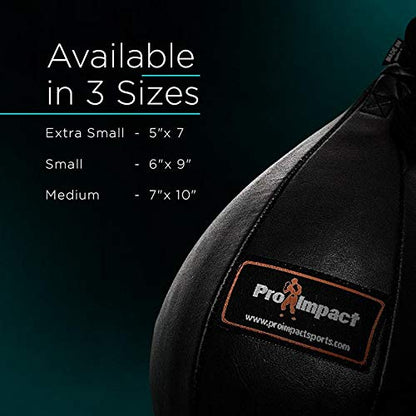 PU Leather Speed Bag – Pear Shaped Hanging Ball for Boxing, MMA & Muay Thai – Training Equipment for Doorway Hanging Ceiling – Boxer Accuracy Workout, Drills & Exercise – Punching Trainer - size: M - 7"x10"