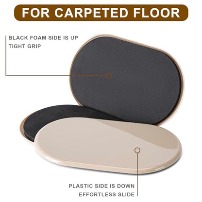 8 Pcs 5 3/4'' x 9 1/2" Furniture Sliders Pads for Hardwood Floors - size: 9 1/2" Oval-8 Pack Beige