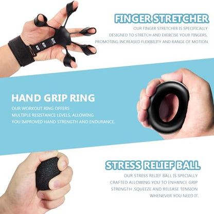 5/10PCS Grip Strength Trainer Kit,Forearm and Hand Gripper Strengthener - size: Black-10P