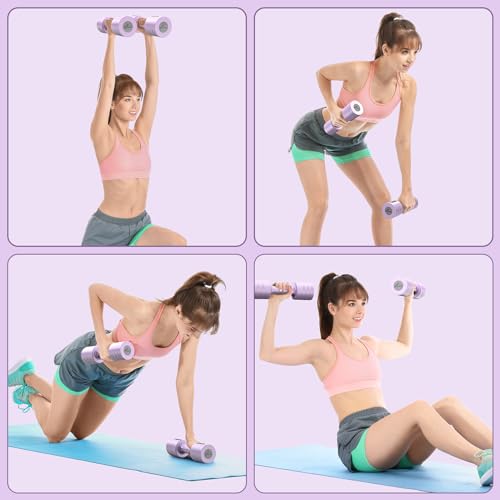Sportneer Adjustable Dumbbells Hand Weights Set: 5 lb Dumbbell Set of 2 Each 2lb 3lb 4lb 5lb Free Weights Fast Adjust Weight 4 In 1 Weights Dumbbells Set for Women Men Home Gym Exercise Training