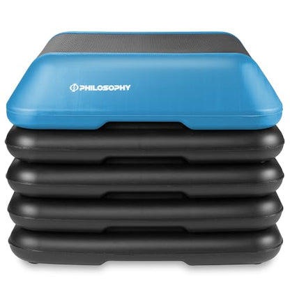 Philosophy Gym Aerobic Exercise Adjustable High Step Platform, with 4 Risers Included