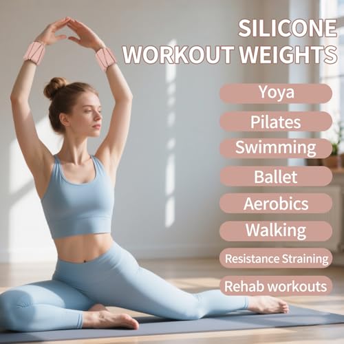 Wrist Ankle Weights for Women 1lb Each, Adjustable Wearable Arm Leg Weight Set, Weighted Bangles Ideal for Walking, Yoga, Dance, Barre & Gym Exercise