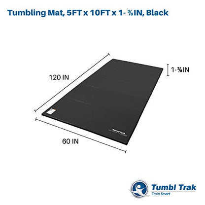 Tumbl Trak Gymnastics Folding Tumbling Panel Mat - color: Black, size: 5'x10'x1.38"