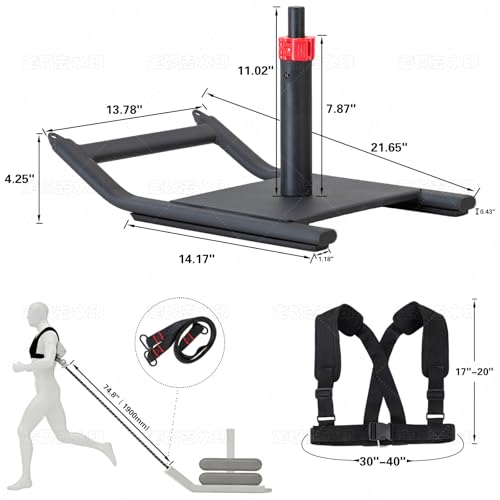 Weight Sled, Fitness Sled, Workout Sled for Fitness Strength Training and Speed Improvement, Push-Pull Prowler Training, Suitable for 1-2" Weight Plates, Black