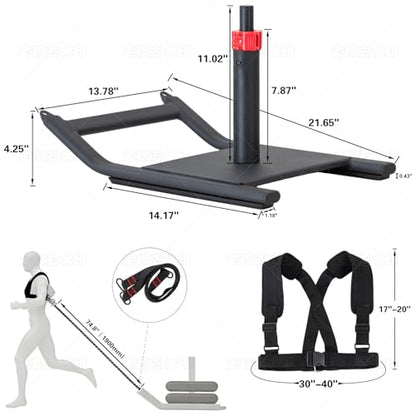 Weight Sled, Fitness Sled, Workout Sled for Fitness Strength Training and Speed Improvement, Push-Pull Prowler Training, Suitable for 1-2" Weight Plates, Black