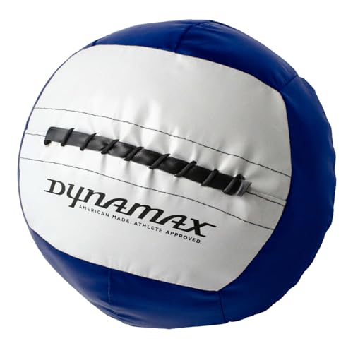 Dynamax Standard Medicine Ball, 4–30 lb Soft Shell Wall Ball, 14-Inch Weighted Exercise Ball for Strength Training, Core Workouts, Conditioning & Functional Fitness - color: Blue/Grey, size: 16 Lb