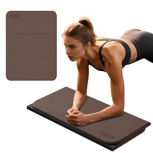 Foldable Exercise Pad for Gym or Home Use, (1.2" x 14"x 24"）Extra Thick and Wide Multi-Functional Knee Pad Cushion & Push Up Mat for Man Woman Kids, Non-Toxic POE Kids Yoga Mat, Lightweight Elbow Cushion for Yoga, Pilates