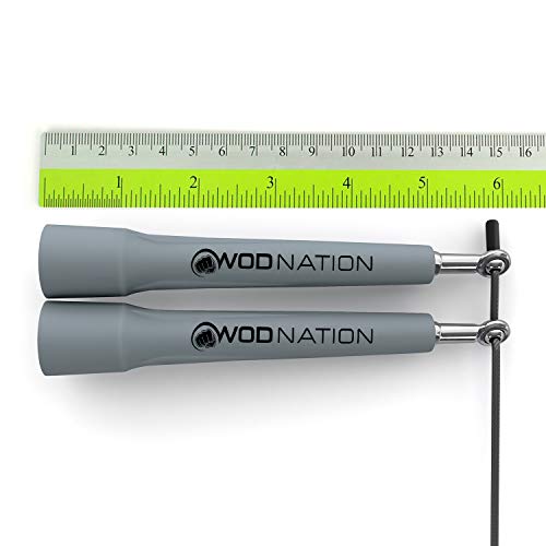 WOD Nation Adjustable Speed Jump Rope For Men, Women & Children - Blazing Fast Fitness Skipping Rope Perfect for Boxing, MMA, Endurance - color: Grey