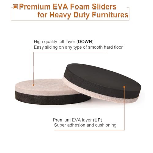 Felt Furniture Sliders for Hardwood Floors, 16 PCS 3" Reusable Furniture Movers Sliders for Hard Surfaces, Move Your Furniture Easily and Safely! - size: 3 inch 16 PCS