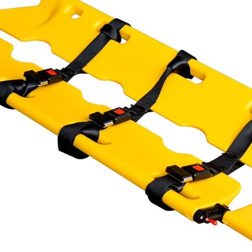 LINE2design Scoop Stretcher - EMS Medical Folding Stretcher 400lb Load Capacity Emergency Portable Travel Size Patient Transport Adjustable Lightweight Immobilization Board - Yellow