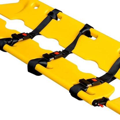 LINE2design Scoop Stretcher - EMS Medical Folding Stretcher 400lb Load Capacity Emergency Portable Travel Size Patient Transport Adjustable Lightweight Immobilization Board - Yellow