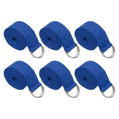 PATIKIL Yoga Strap for Stretching Cotton Yoga Belt with Adjustable Metal D-Ring Buckle Stretch Bands for Fitness Pilates - color: Navy Blue, size: 6 Feet