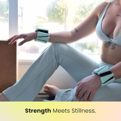 OmWeights Premium Weighted Bangles – Stylish Wrist and Ankle Weights for Women and Men | Cardio, Yoga, and Pilates Ankle Weights for Women and Men | Adjustable Leg and Arm Weights 1lb Each