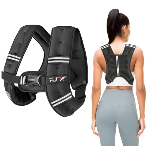 FUFF Weighted Vest Woman, 5/10/12/15/20/25/30 LB Womens Weight Vest for Walking, Strength Training Weight Vests for Female Men, Reflective Stripe Body Vest for Workout Running Jogging Fitness - color: Black, size: 5 LB