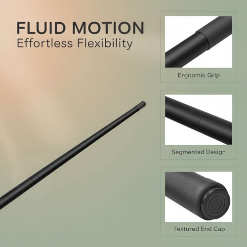 Yoga Stick, 5 ft Aluminum Adjustable Stretching Bar with Foam Handles, Portable Fitness Pole for Physical Rehabilitation, Body Shaping, Flexibility, Mobility and Balance Training