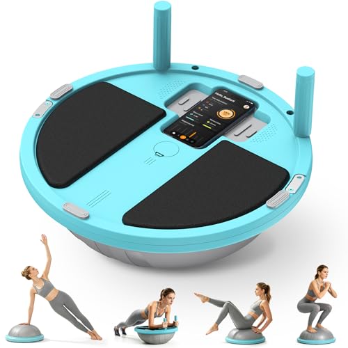 Half Balance Ball Trainer - Balance Ball Trainer with Resistance Bands and Foot Pump,Stability Ball for Exercise, Full-Body Workouts, Home Gym - color: blue