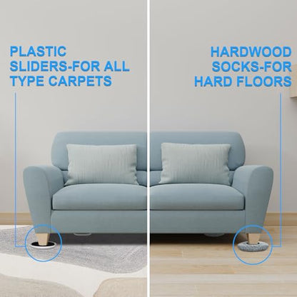 New Upgrade Furniture Sliders - Multi-Surface 3-in-1 Movers Sliders - size: 4.3in Round 8+4+1Pack
