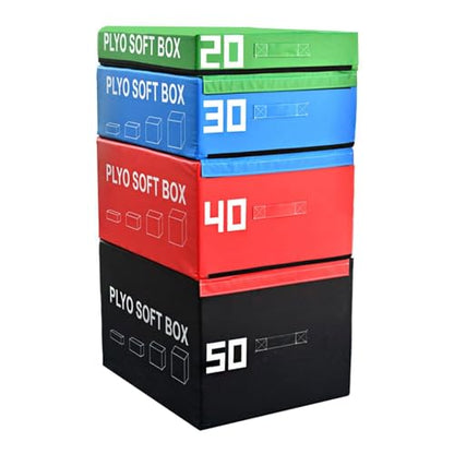 4-in-1 Foam Jumping Exercise Box Workout For Conditioning,Strength Training Non Slip PVC Leather - size: 80x65x140cm (31.5x25.6x55.1in)