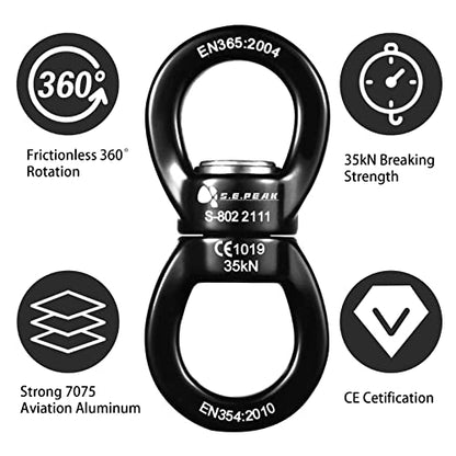 35kN Swing Swivel, CE Certified 360°Rotational Device, Silent Hanging Accessory for Tree Swing, Aerial Dance