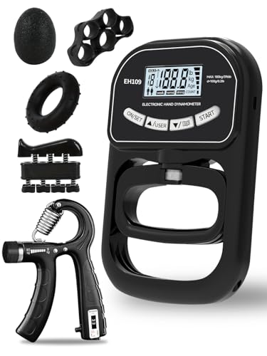 Saicefe Grip Strength Tester Trainer Electronic Hand Dynamometer of 396lbs/180kg & Grip strengthener with Adjustable Resistance for Sports Home Gym with Digital Display Precision Training for Rehab Fitness