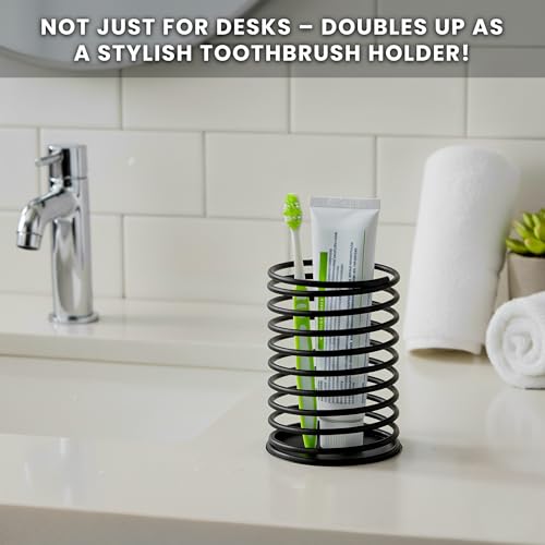 Wire Pencil Holder for Desk | Spring Shaped Pen Cup Holder & Pencil Cup Organizerfor Desk | Multipurpose Cute Pen Holders & Countertop Toothbrush Holders | Unique Stationary Organizer for Desks - style: Style C