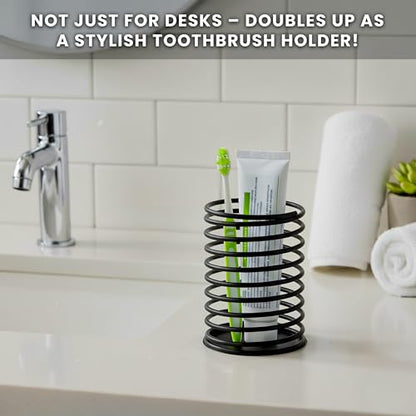 Wire Pencil Holder for Desk | Spring Shaped Pen Cup Holder & Pencil Cup Organizerfor Desk | Multipurpose Cute Pen Holders & Countertop Toothbrush Holders | Unique Stationary Organizer for Desks - style: Style C