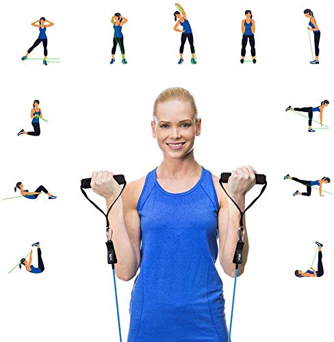 Portzon Resistance Band Set, Workout Bands, Exercise Bands Door Anchor Handle Resistance Training, Convenient, Durable, Exercise Stack-able Up to 100 lbs